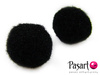 Koraliki pluszowe, czarny / pompon / kula / 15mm / 8szt