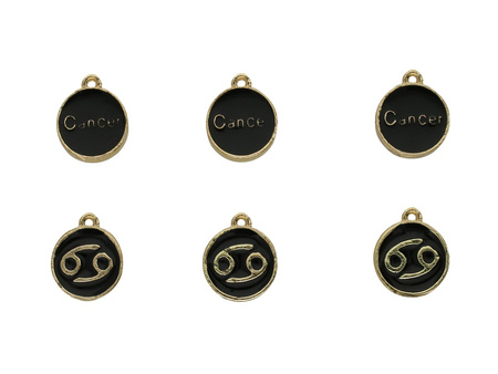 Znak zodiaku Cancer SweetCharm™ / zawieszka charms z wadą / 15x12mm / kolor złoto-czarny / 2szt