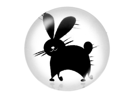 Kaboszon szklany z grafiką K14 PT1479 / czarno-biały / 14mm / 4szt