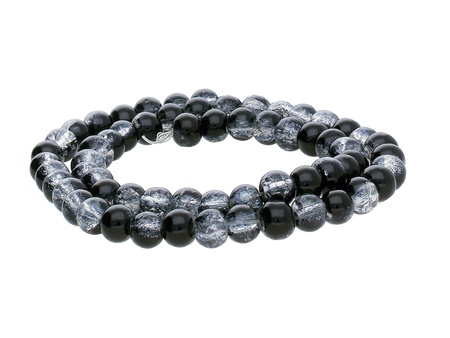 Koraliki szklane crackle , biało-czarne / kula / 6mm / otwor 1.5mm / 75szt