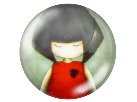 Kaboszony szklane z grafiką 14mm PT1492 / czerwono-czarny / 4szt