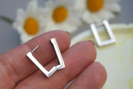 Kolczyki prostokąt / stal chirurgiczna / 12x17,5mm / srebrny / 2szt