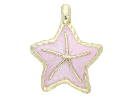 Rozgwiazda SweetCharm™ / zawieszka charms / 27x23x5mm / KC Gold, różowy / otwór 3x4mm / 2szt