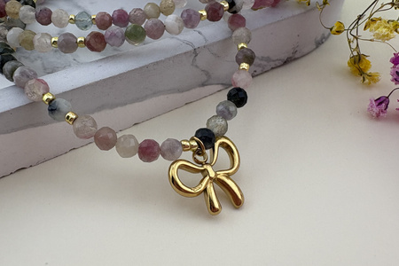 Kokardka / zawieszka / stal chirurgiczna / 14x16mm / złoty / 1szt