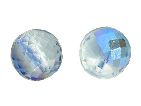 CrystaLove™ / kryształki szklane / drum / 6x8mm / szaro-niebieski/ transparentny/ opalizujący/ 6szt