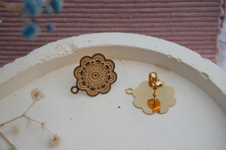 Sztyfty z zatyczkami / rozeta / stal chirurgiczna / 15x15mm / złoty / 2szt