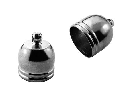 Końcówki dzwoneczki miedziane z grawerem 8x12mm / kolor czarny / otwór 6.5mm / 4szt