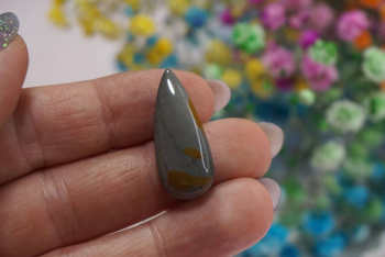 Jaspis / kaboszon / klasa AAA / 29x12x6mm / szary, brązowy / 1szt