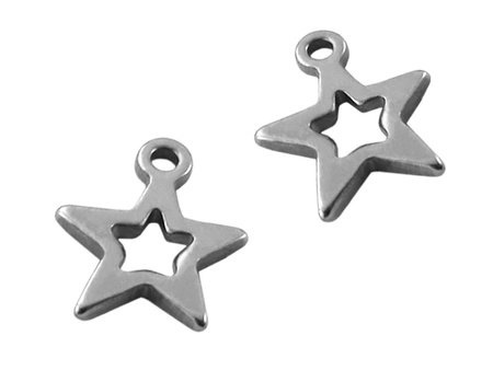 Gwiazdka, zawieszka blaszka ze stali nierdzewnej 10.4mm / kolor srebrny / otwór 1mm / 1szt