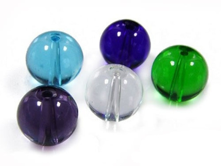 Koraliki szklane, przezroczyste / mix kolorów / kula / 10mm / otwór 1mm / 16szt