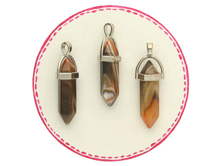 Agat pasiasty / grot w okuciu / 41x13mm / 1szt