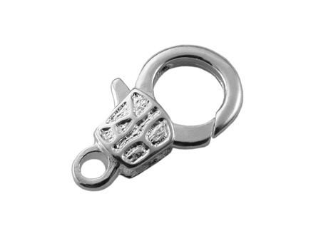 Karabińczyk ozdobny ze wzorem / kolor srebrny / 22mm / otwór 3mm / 1szt.