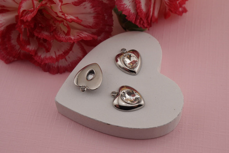 Zawieszka serce z cyrkonią / 11mm / srebrny / 1szt