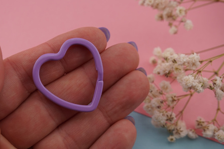 Baza breloka / serce / stal chirurgiczna / 3,1x3,1cm / fioletowy / 1szt