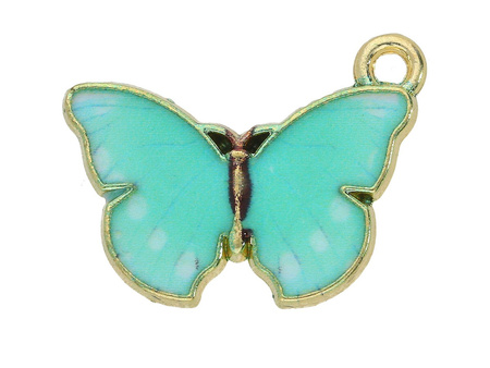Motyl SweetCharm™/ zawieszka charms / 15x20x2mm / KC Gold, miętowy / 2szt