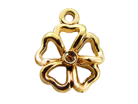 Kwiatek 15x12mm, zawieszka charms / kolor złoty / otwór 1.2mm / 1szt
