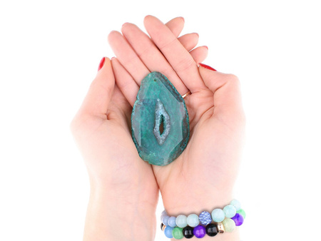 Agat / zawieszka / owal nieregularny / 73x45x6mm / zielony / 1szt