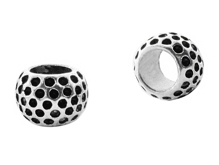 Przekładka oponka z fakturą 7x10mm / kolor srebrny / otwór 5.5mm / 4szt