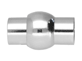 Zapięcie magnetyczne / miedziane / walec z kulką / 16x9x9mm / srebrny / otwór 5mm / 1szt