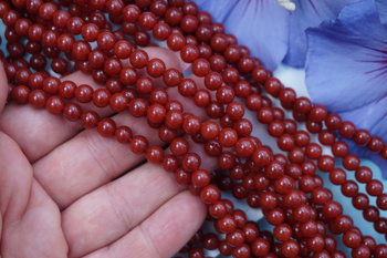 Agat czerwony barwiony / kula / 6mm / sznur / około 60szt