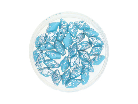GEMDUO™ / 8x5mm / Silver Splash / Blue Turquoise / 5g / ~35szt