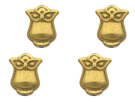 Hematyt, kamień naturalny / sowa / 10x8x2.5mm / Gold / otwór 1mm / 4szt