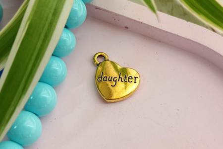 Serce Daughter / Córka / zawieszka charms / 18x14x3mm / złoty / 2szt