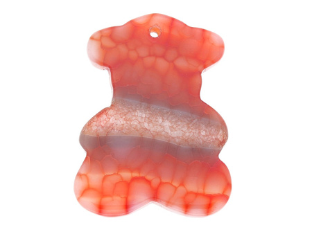 Agat / zawieszka / miś / 46x35x6mm / różowo-brązowy / 1szt