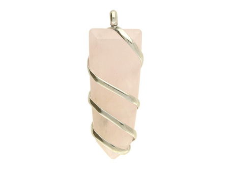 Kwarc różowy / grot w okuciu / zawieszka / 62x23x11mm / srebrny / 1szt