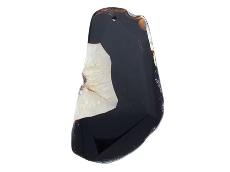 Agat / zawieszka / owal nieregularny / 75x40x7mm / czarno-biały / 1szt