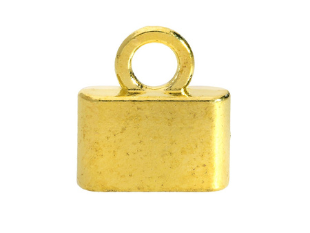 Płaskie końcówki do wklejania/ z uchwytem / 13x12x3mm / jasny złoty /otwór 8x2mm / uchwyt 3mm / 4szt