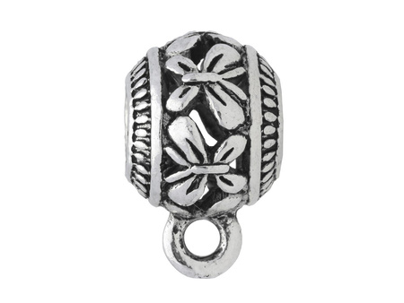 Krawatka w motyle / oponka / 9x14x10mm / kolor srebrny / otwór 4.5mm / uchwyt 1.5mm / 2szt