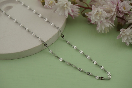 Łańcuszek ozdobny z karabińczykiem / stal chirurgiczna / 2mm / srebrny / 40+5cm