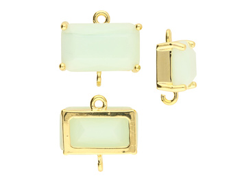 Kryształ w oprawie / łącznik / 8x13mm / miedź / złoty, miętowy / 1szt