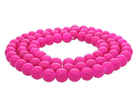 Koraliki powlekane / kula / 10mm / ciemny neonowy różowy / 85szt
