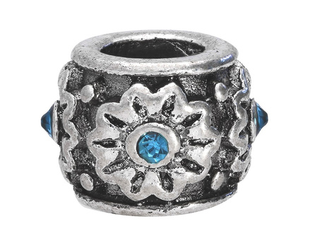 Oponka w kwiaty Glamm™ / przekładka / 4 cyrkonie / 8x11x11mm / kolor srebrny / otwór 4.5mm / 2szt