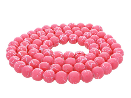 DECO™ / koraliki szklane / kula / 8mm / malinowy / otwór 1.2mm / 1 sznur