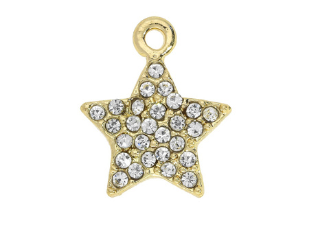 Gwiazda Glamm™ / zawieszka charms / 25 cyrkonii / 17x14mm / kolor złoty / 1szt