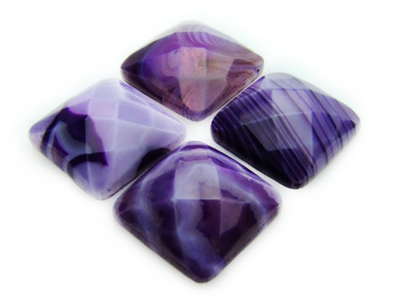 Kamień naturalny, kaboszon, ametyst / szlifowany / kwadrat / 15x15x6mm / 1szt