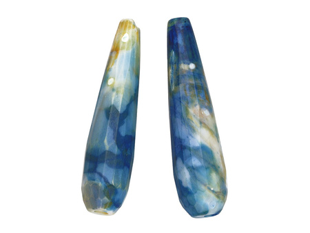 Agat / kropla fasetowana / 40x10x10mm / granatowy, multikolor / 2szt