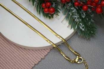 Łańcuszek żmijka płaska z karabińczykiem / stal nierdzewna / 2,3mm / złoty / 45+5cm