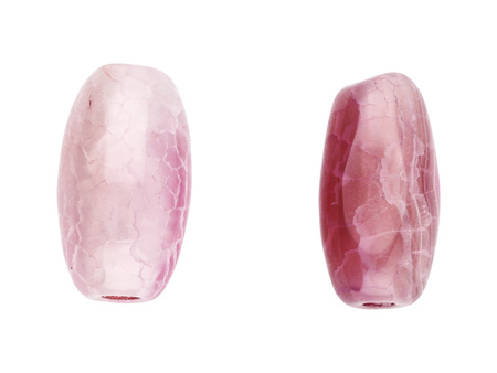 Agat / oliwka / 20x10mm / mleczny różowy / 2szt