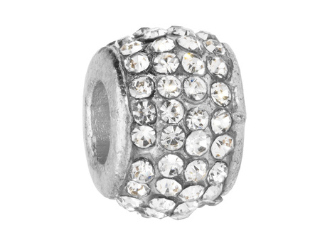 Obrączka Glamm™ / przekładka / 76 cyrkonii / 7.5x10.5x10.5mm / kolor srebrny / otwór 4.5mm / 1szt