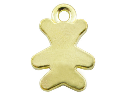 Miś 13x10mm, zawieszka charms / kolor złoty / otwór 1.3mm / 2szt