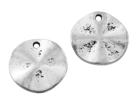 Zawieszka charms falowana blaszka / kolor srebrny / 15mm / 1szt