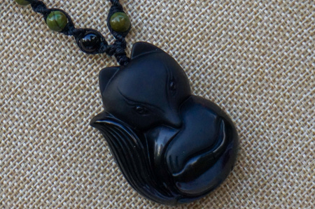 Obsydian / Lis / zawieszka / 35x26x13mm / otwór 1mm / 1szt