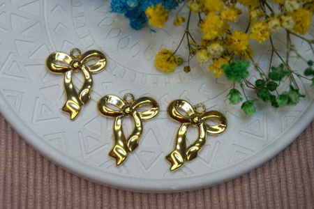 Kokardka / zawieszka / stal chirurgiczna / 15x19mm / złoty / 1szt