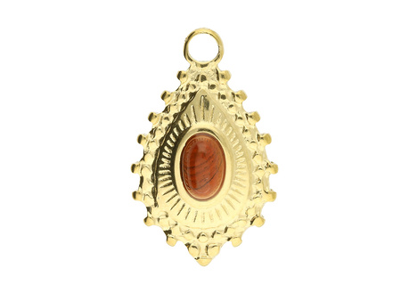 Jaspis / zawieszka łezka / 22x14mm / stal chirurgiczna / złoty / 1szt