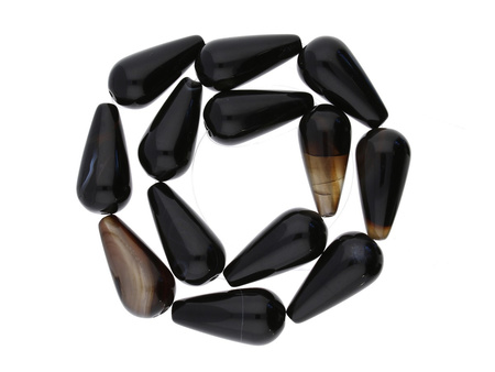 Agat, sardonyks / kropla / 30x15mm / czarny / 13szt