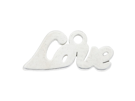 Love / zawieszka / stal chirurgiczna / 12x6mm / srebrny / 4szt